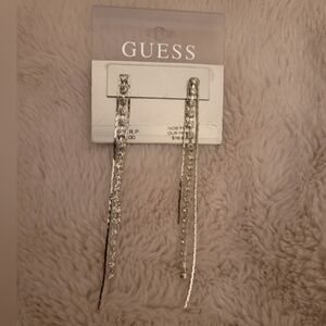 2 for $35 - Guess Silver Long Rhinestone Earrings